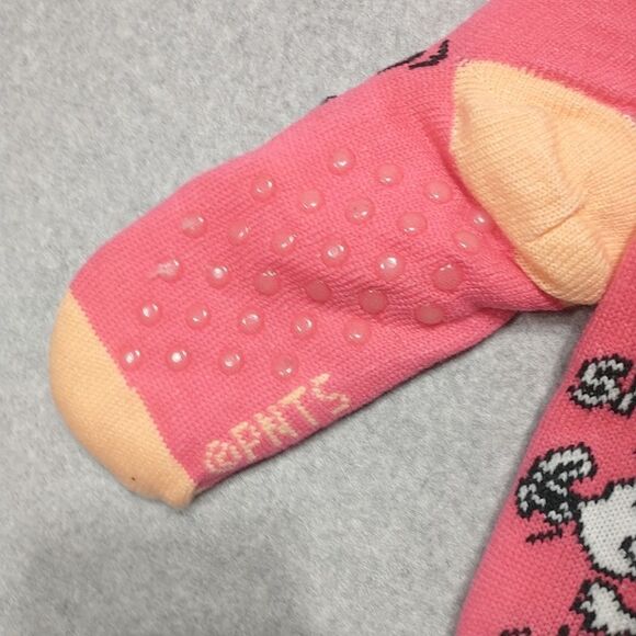 Peanuts Snoopy Get Going Snoopy Pink + Sherpa Lined Slipper Socks Sz 9-11 - Picture 4 of 7